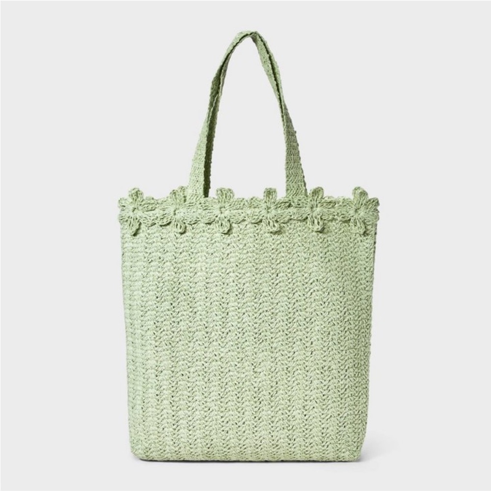 A NEW DAY NWT large floral print tote bag -green